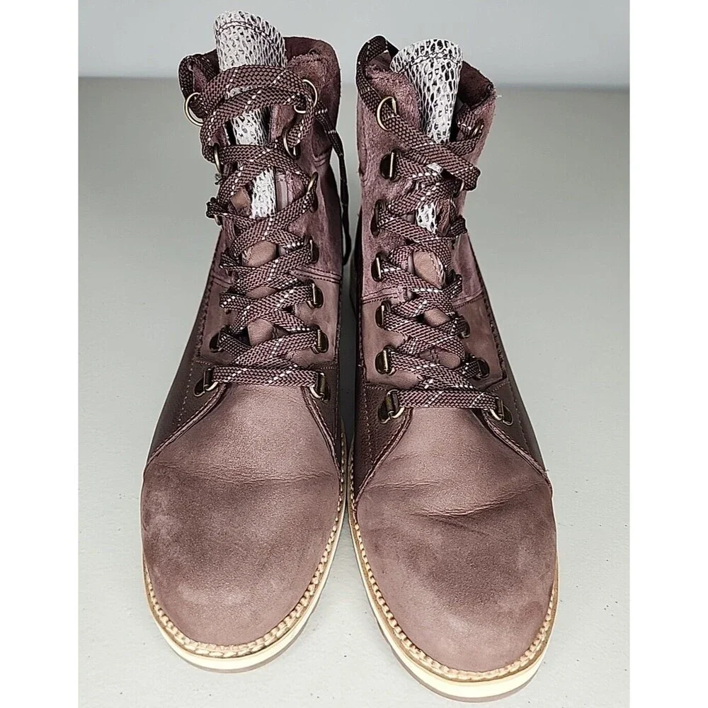 TOMS Womens Mesa Waterproof Combat Suede/Leather Ankle Lace Up Boots Size 10 EUC